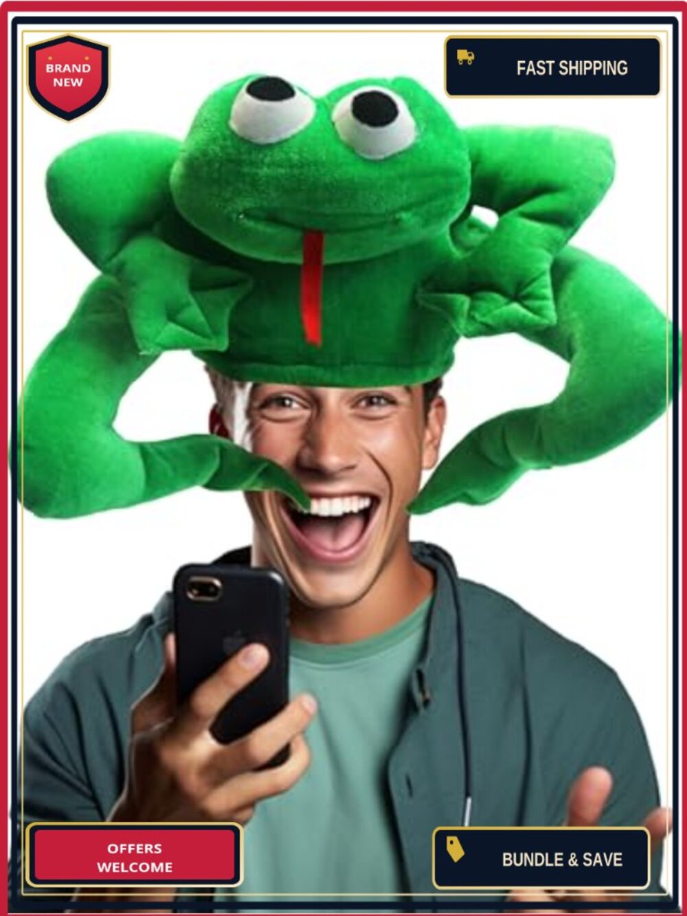 Polyester Frog Costume Hat Adult Size One Size Party